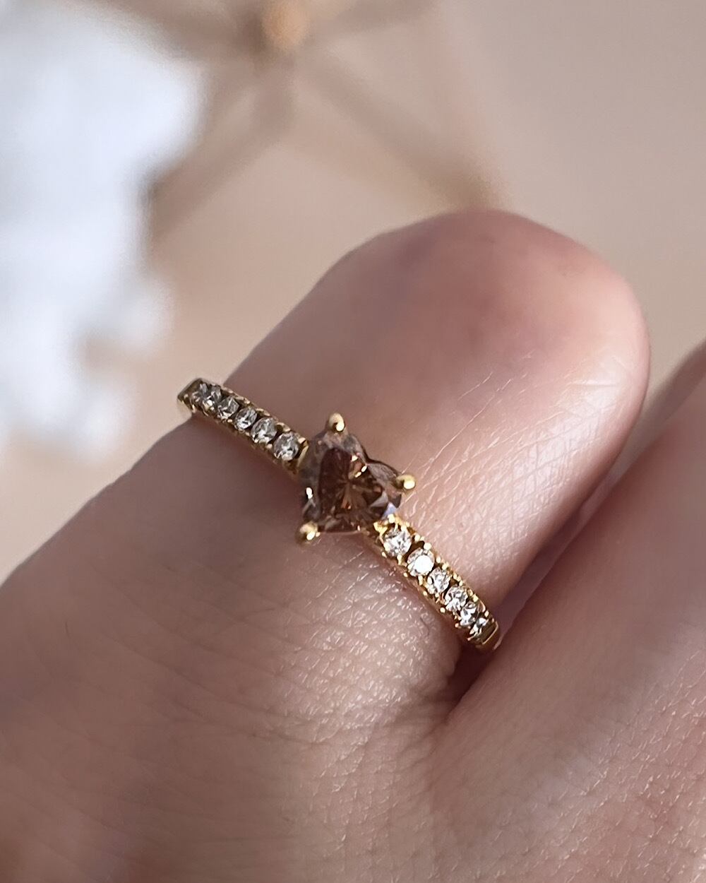 ハートシェイプカット ブラウンダイヤモンド リング 0.29ct K18 