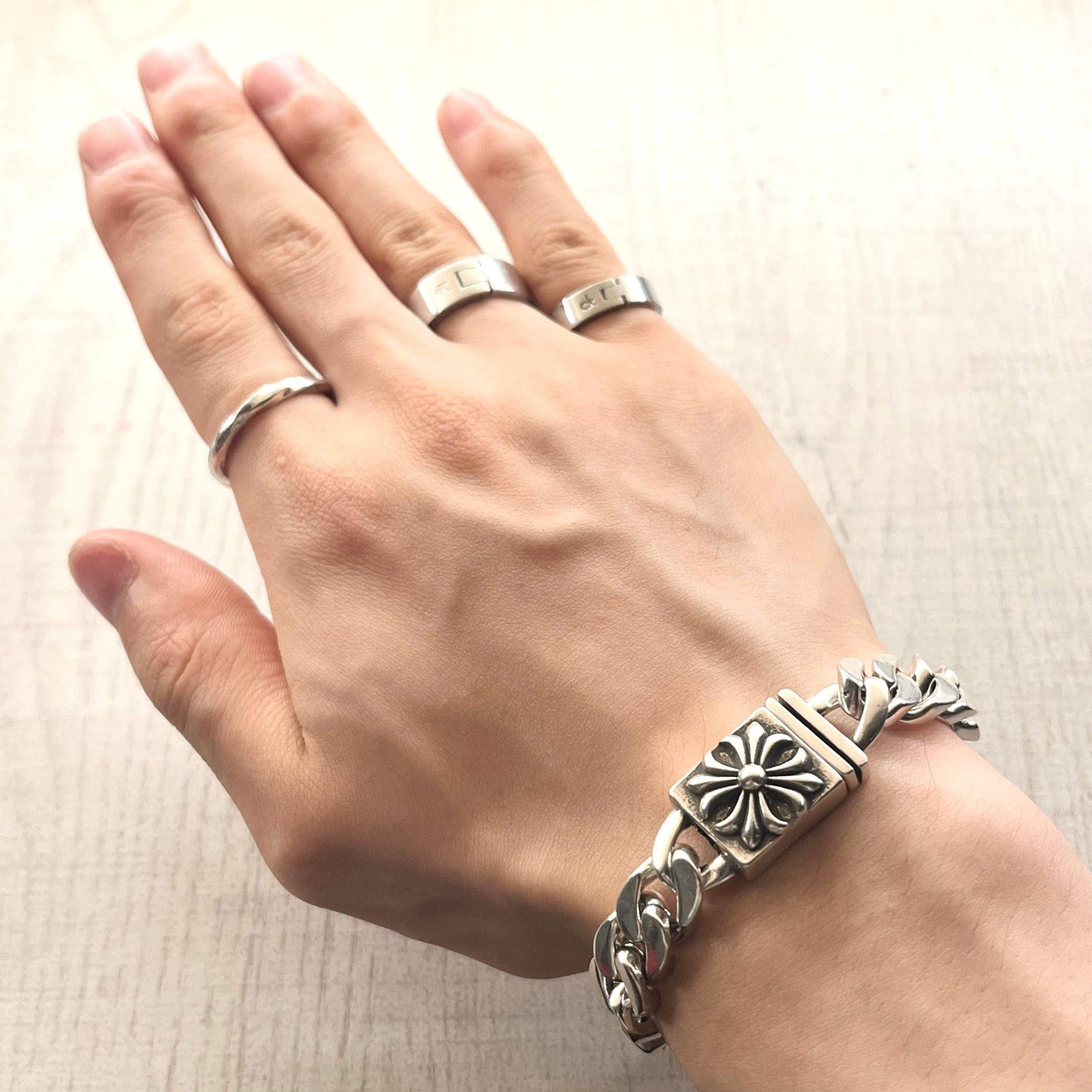 メンズアクセサリー SILVER925 SQUARE PLATE DESIGN BRACELET/シルバー