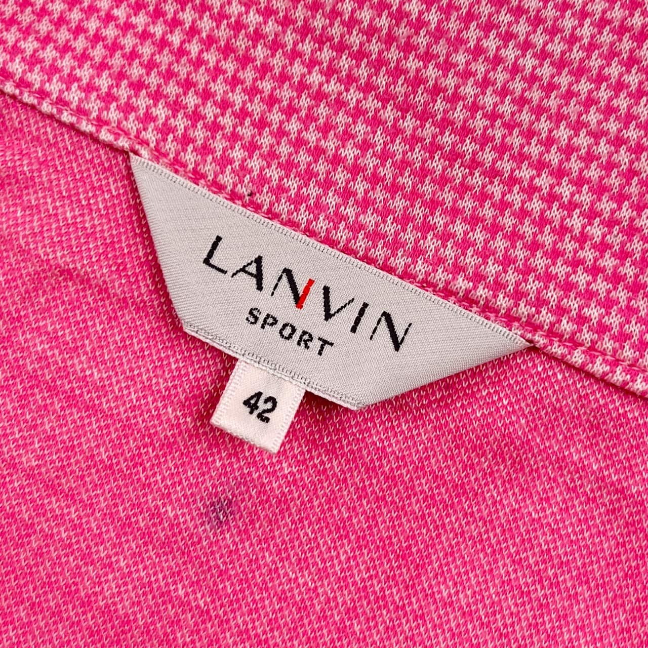 LANVIN SPORT ランバン スポーツ 千鳥柄 ハーフジップ ハイネック シャツ 42/ピンク レディース ゴルフ