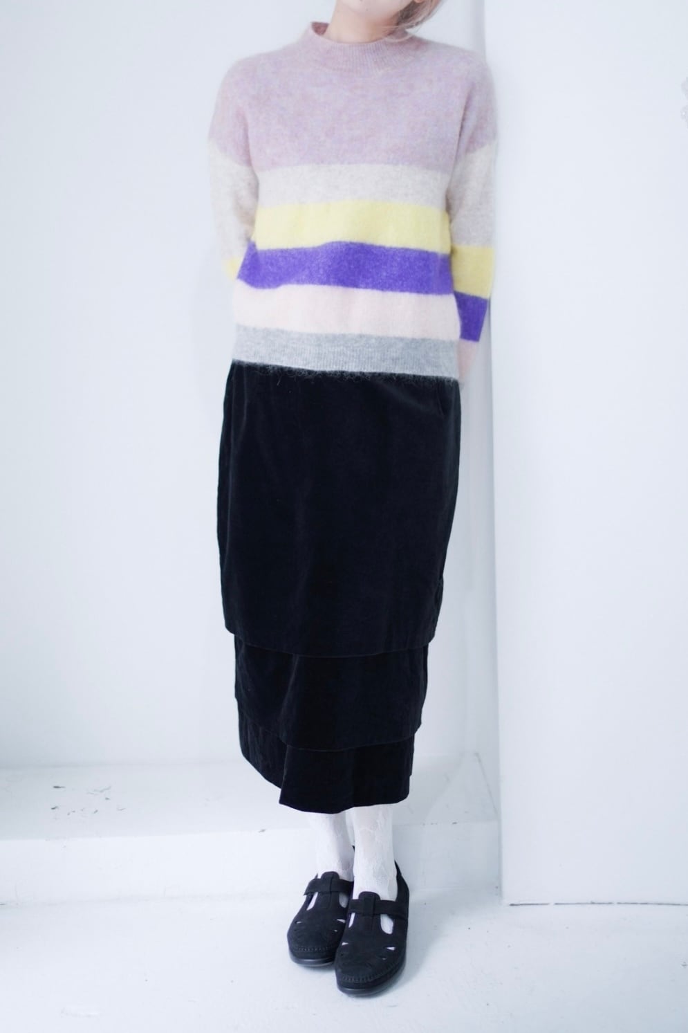 tiered velours skirt