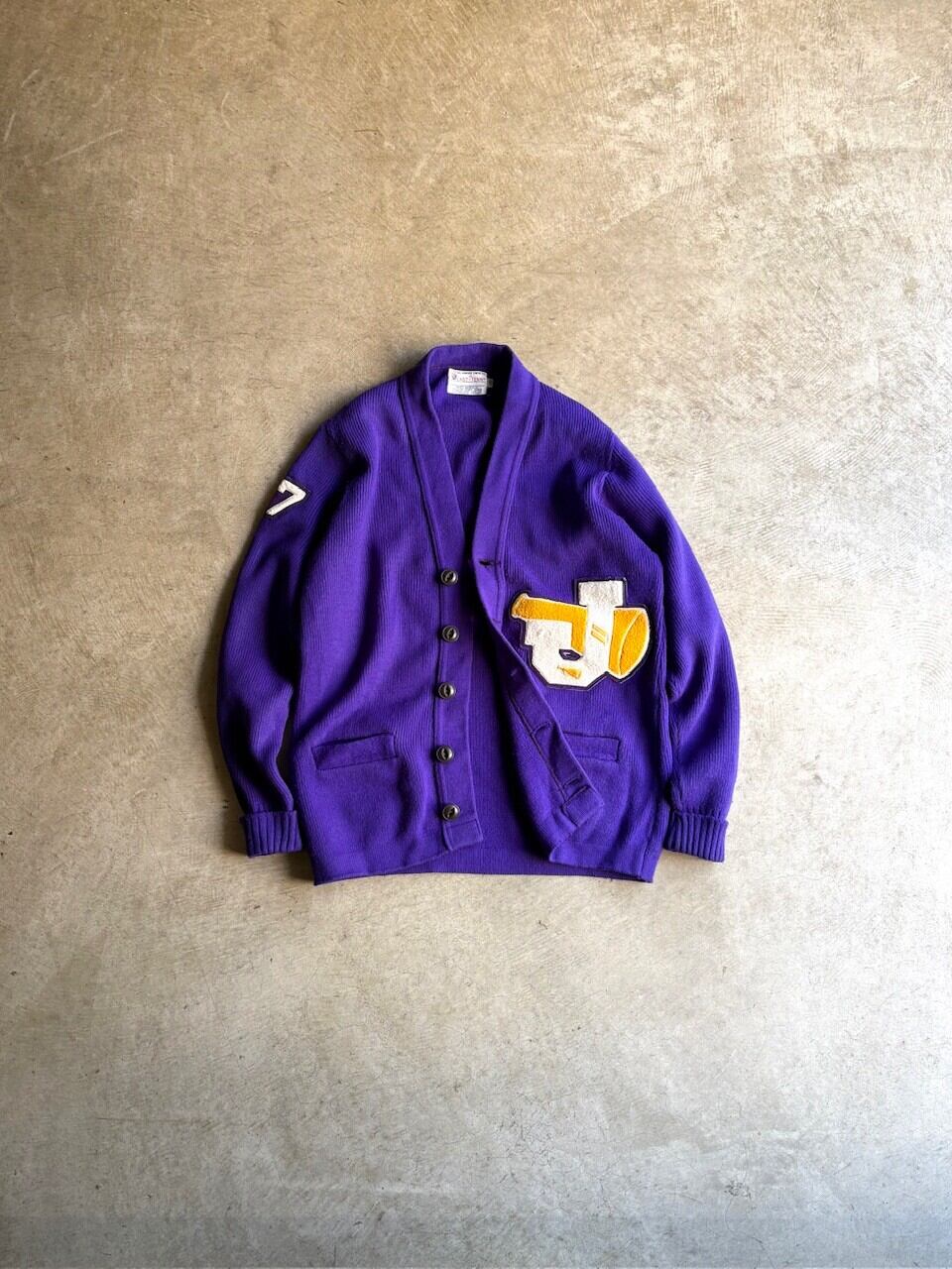 60's-70’s OFFICIAL AWARD SWEATER by EAST-TENN “ACRYLIC LETTERED CARDIGAN”