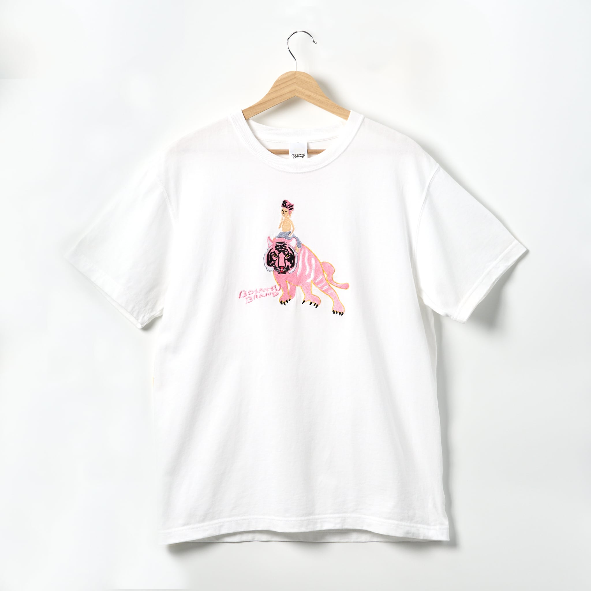 白Tシャツ rug1様デザイン 虎のり弥勒菩薩 仏像 オーセンティックスーパーTシャツ (刺繍