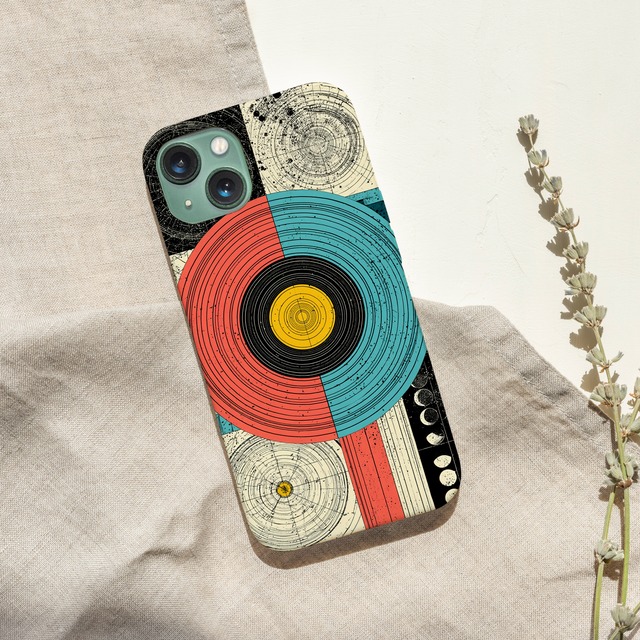 受注生産 iPhoneケース 赤青円盤のレトロ天体図｜星図アート STAR008B