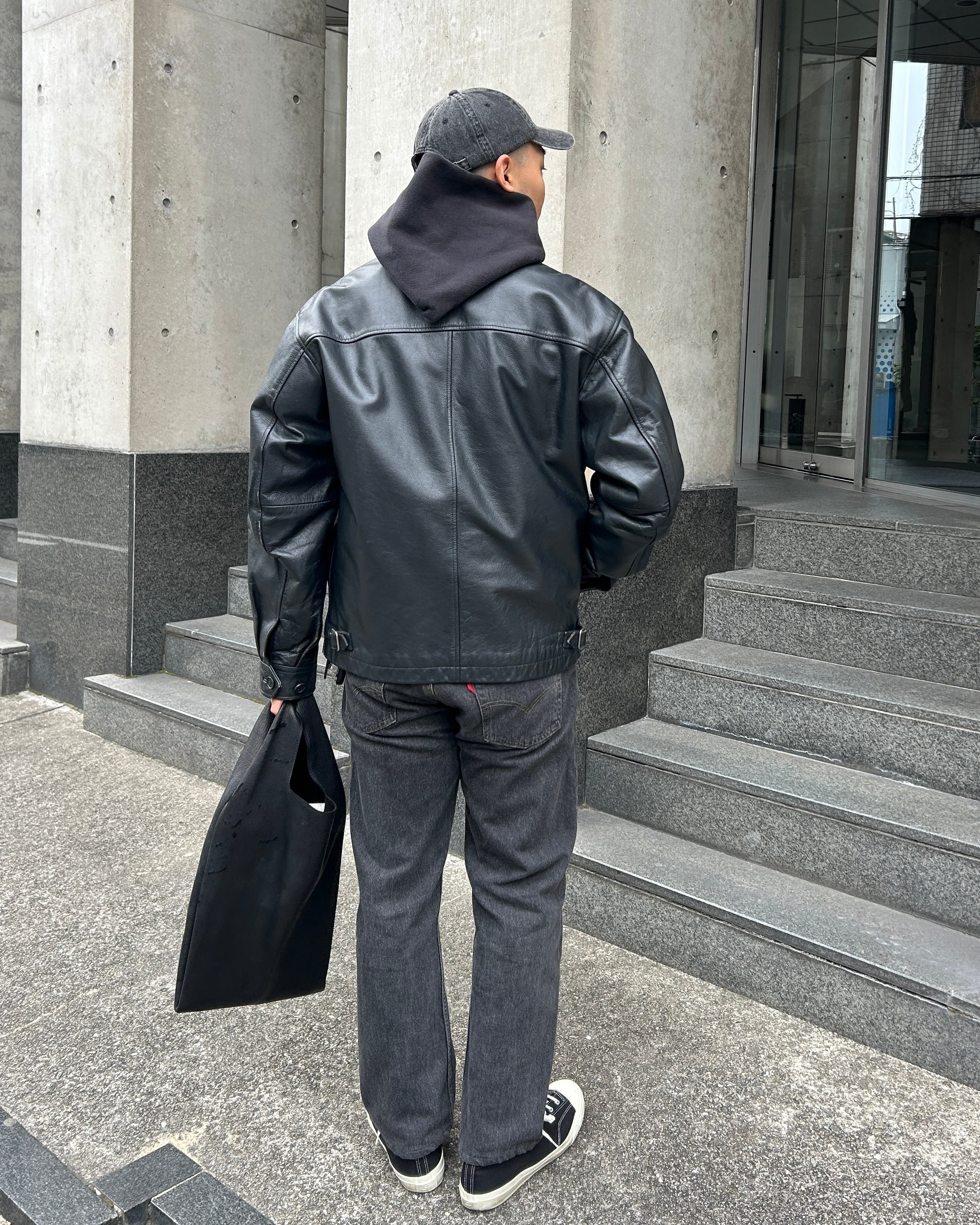 極美品 L アルミジップ 牛革 OLD GAP レザージャケット ブラック