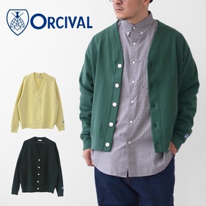 ORCIVAL [オーチバル・オーシバル] M SWEAT V NECK CARDIGAN [OR-C0234BFT] スウェット Vネック カーディガン・ 長袖カーディガン・ゆったりシルエット・羽織・無地・MEN'S [2023SS]