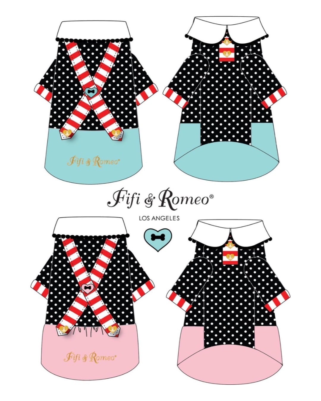 数量限定・即納【Fifi&Romeo】ボーダーサスペンダーTシャツ ピンク