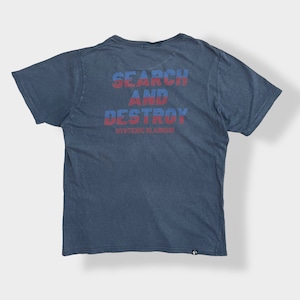 【HYSTERIC GLAMOUR】日本製 ロゴ 両面プリント バックプリントTシャツ MICHIGAN イラスト L SEARCH AND DESTROY ヒステリックグラマー 古着