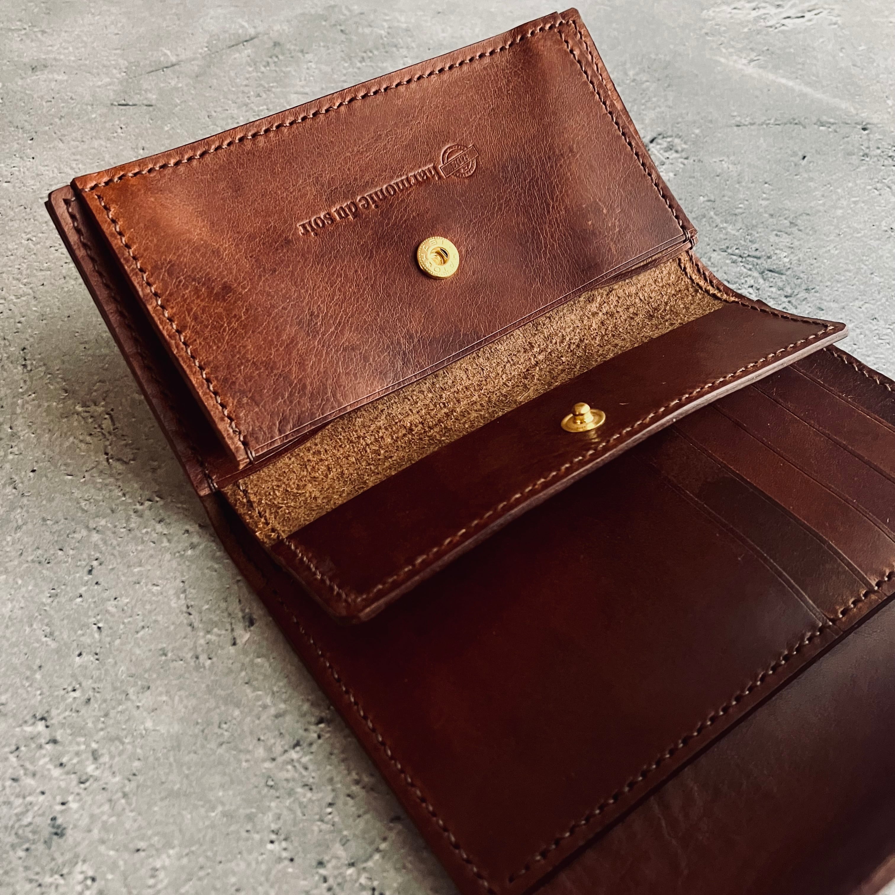 MIDDLE WALLET】三つ折り財布 ダークブラウン | 革財布・革小物の