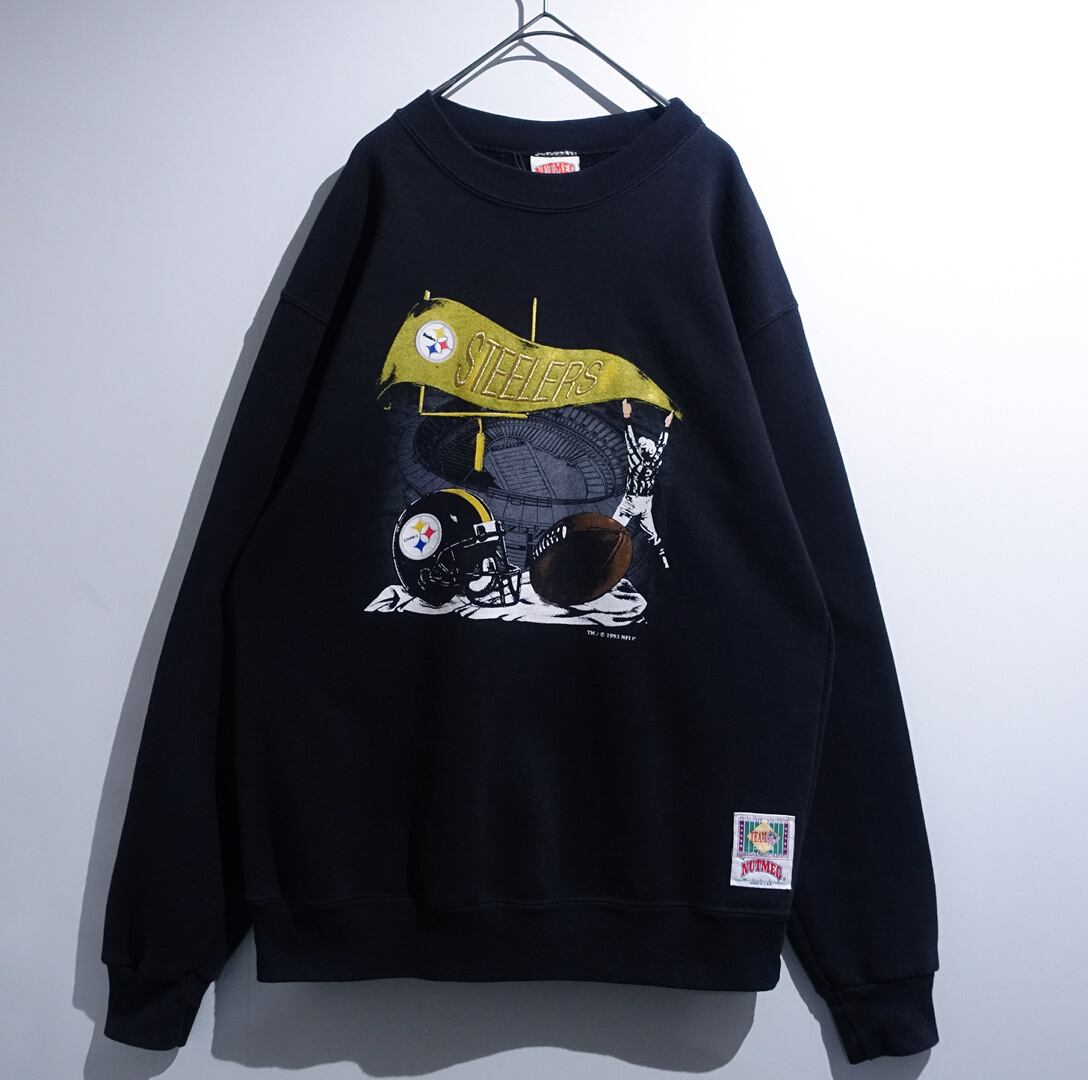 90s “NUTMEG” Black STEELERS Embroidered & Printed Design Sweat