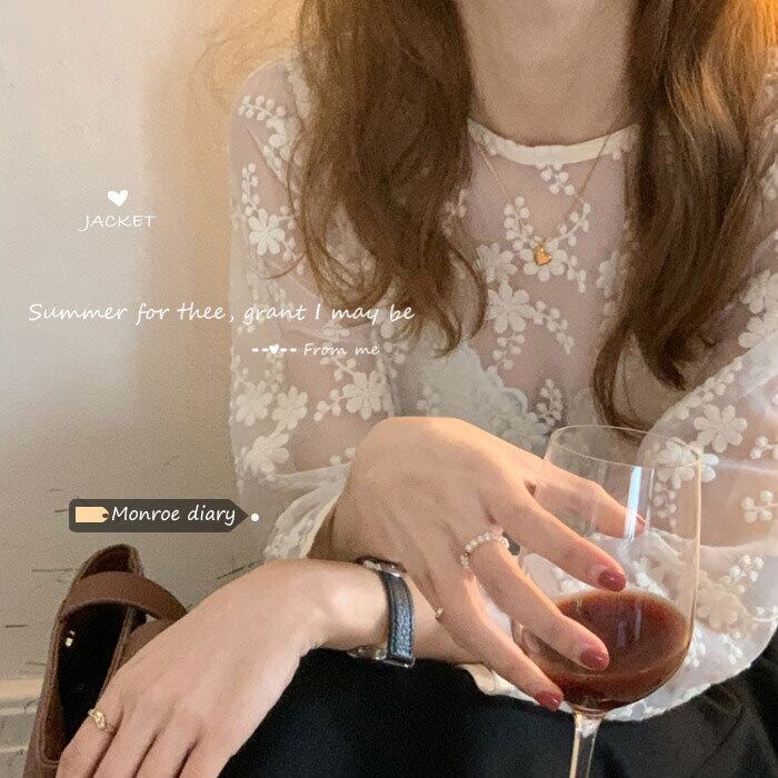 レースシャツ レディーススタイルシフォン ロング スプリング 春物 モンロー47812550770
