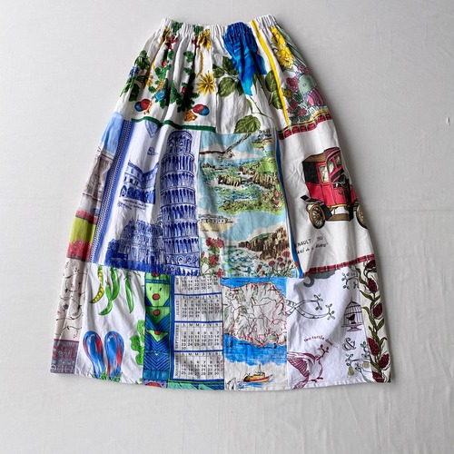 Vintage fabric patchwork remake skirt