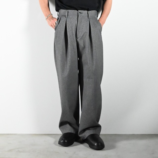 SAYATOMO /  2-Tack Herringbone Wide Slacks