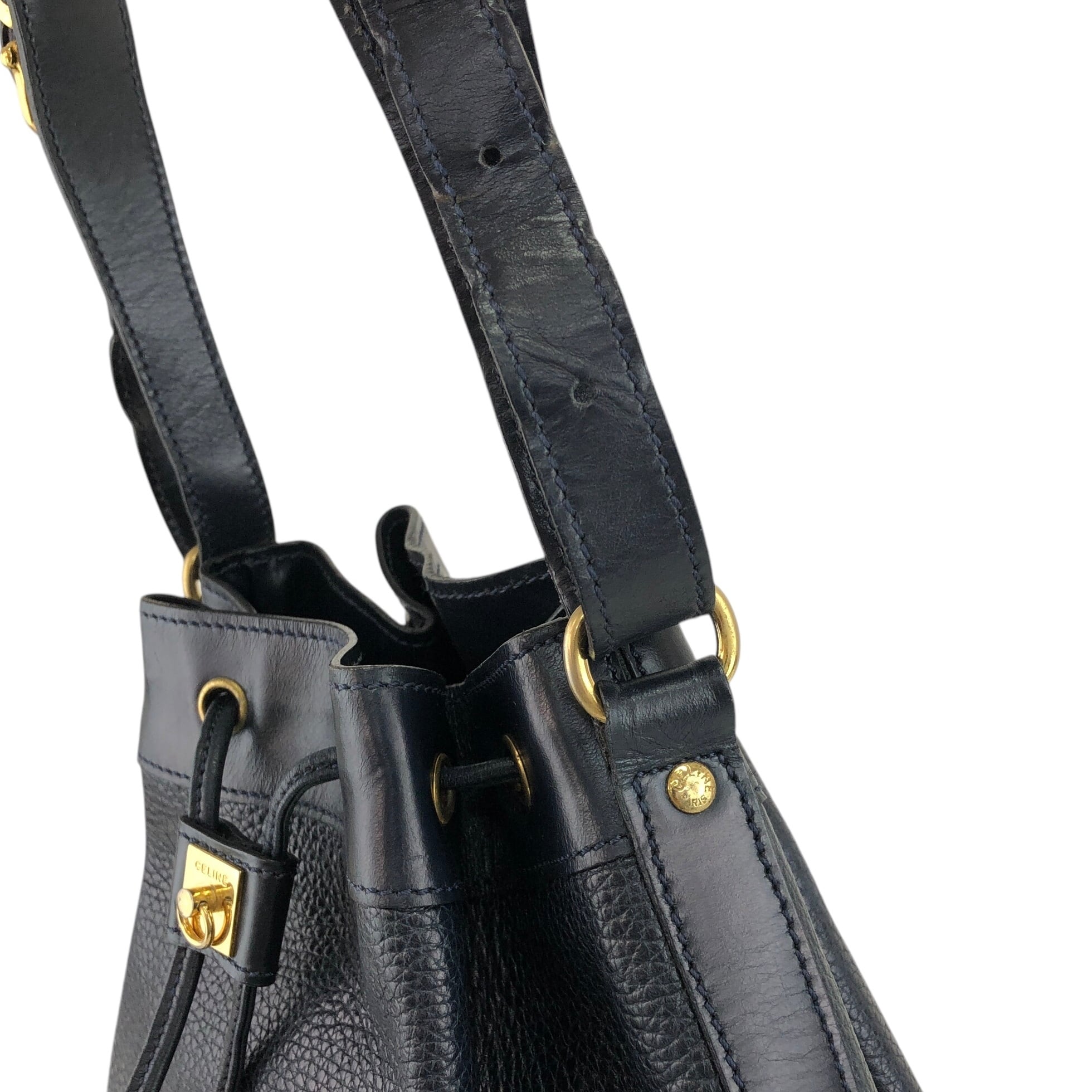 CELINE セリーヌ ショルダーバッグ ダークネイビー ガンチーニ レザー CELINE セリーヌ ショルダーバッグ ダークネイビー ガンチーニ レザー