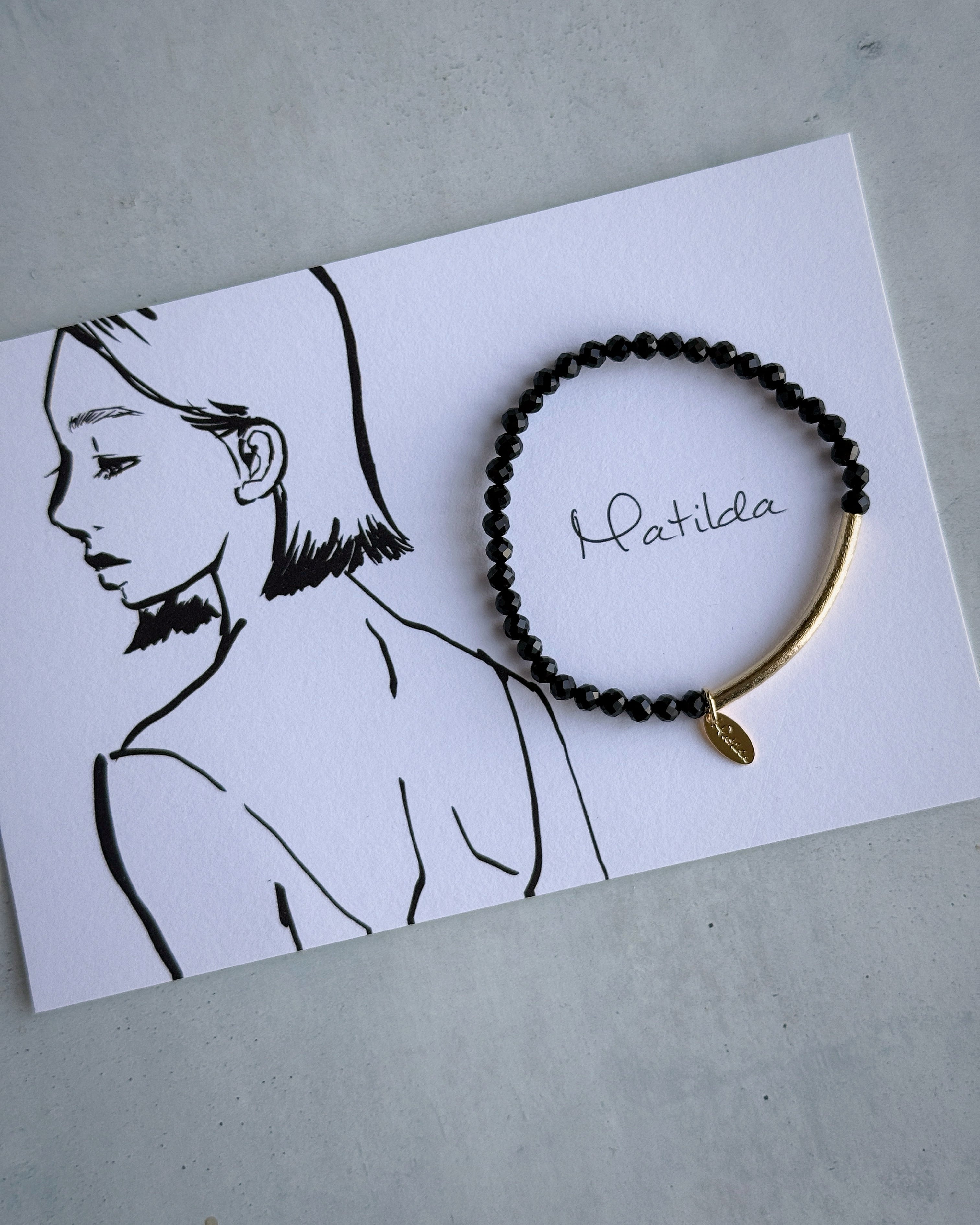 【再販】Tube & stone bracelet(オニキス)