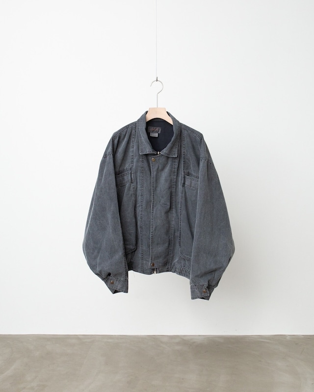 1990s vintage good faded pockets design fly front zip up jacket