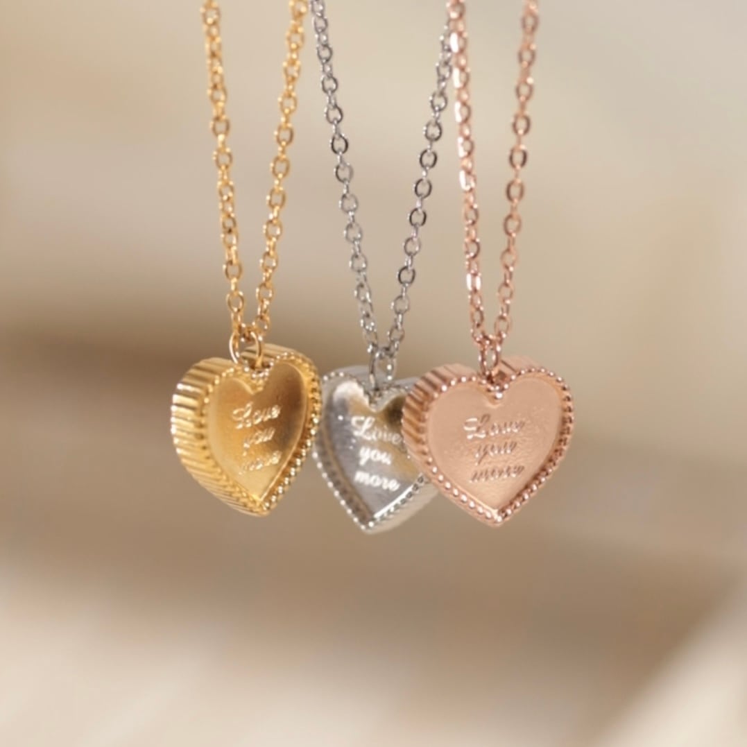 タグ付き♡GOLDS♡ハートチャーム＆ダブルジッパー♡チョーカー付きトップスPK 316L heart tag necklace #n29 | apire