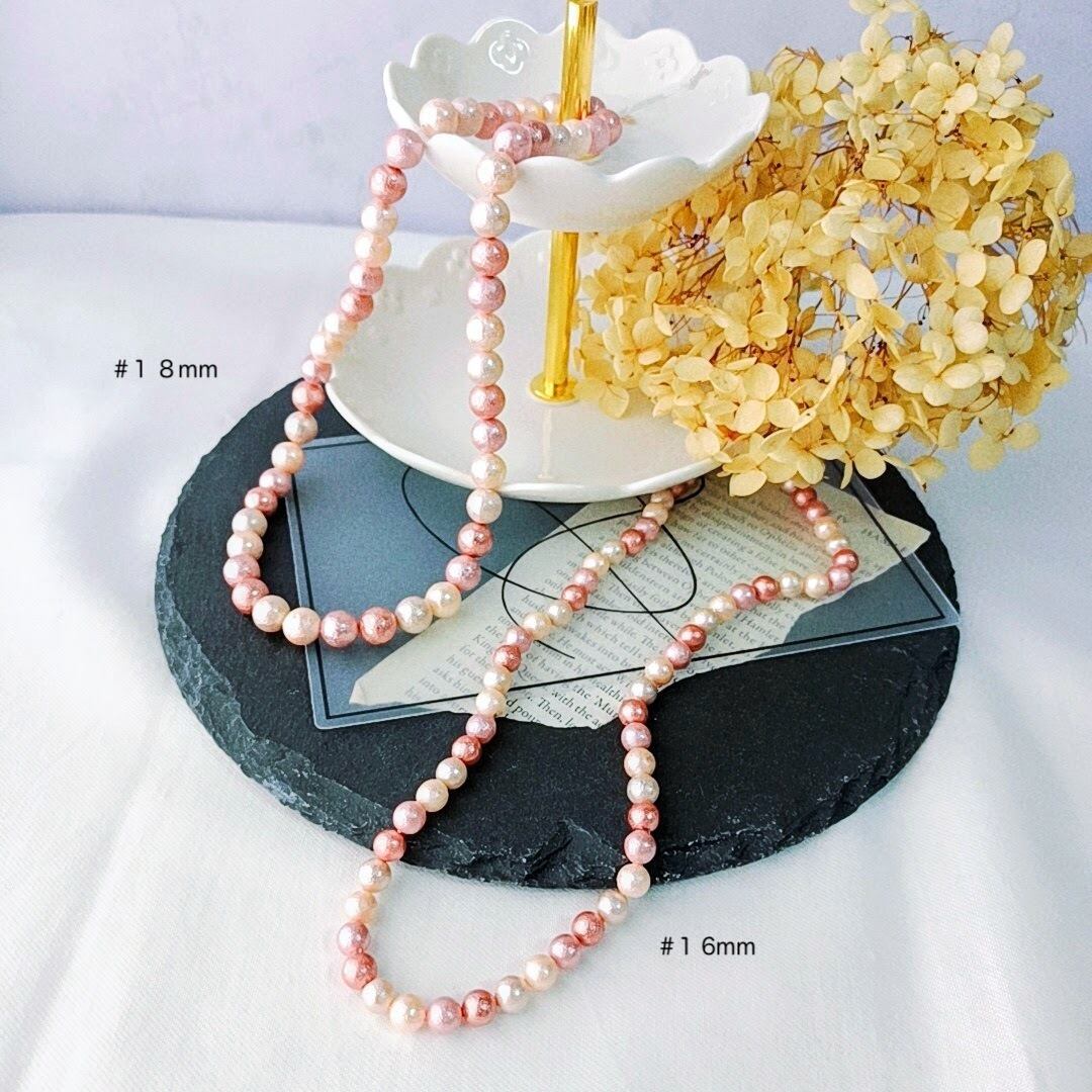 1連約40cm】ミックスカラー コットンパール シェルパール 貝パール  
