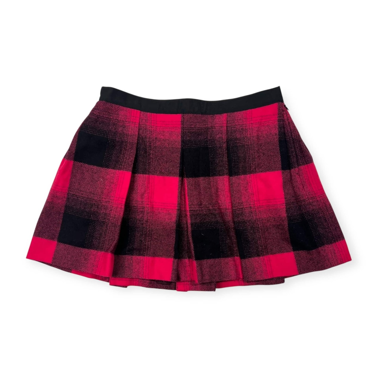 JILLSTUART ジルスチュアート アルパカ混 チェック ウール プリーツ ミニ スカート 4/ピンク レッド×ブラック 系 レディース