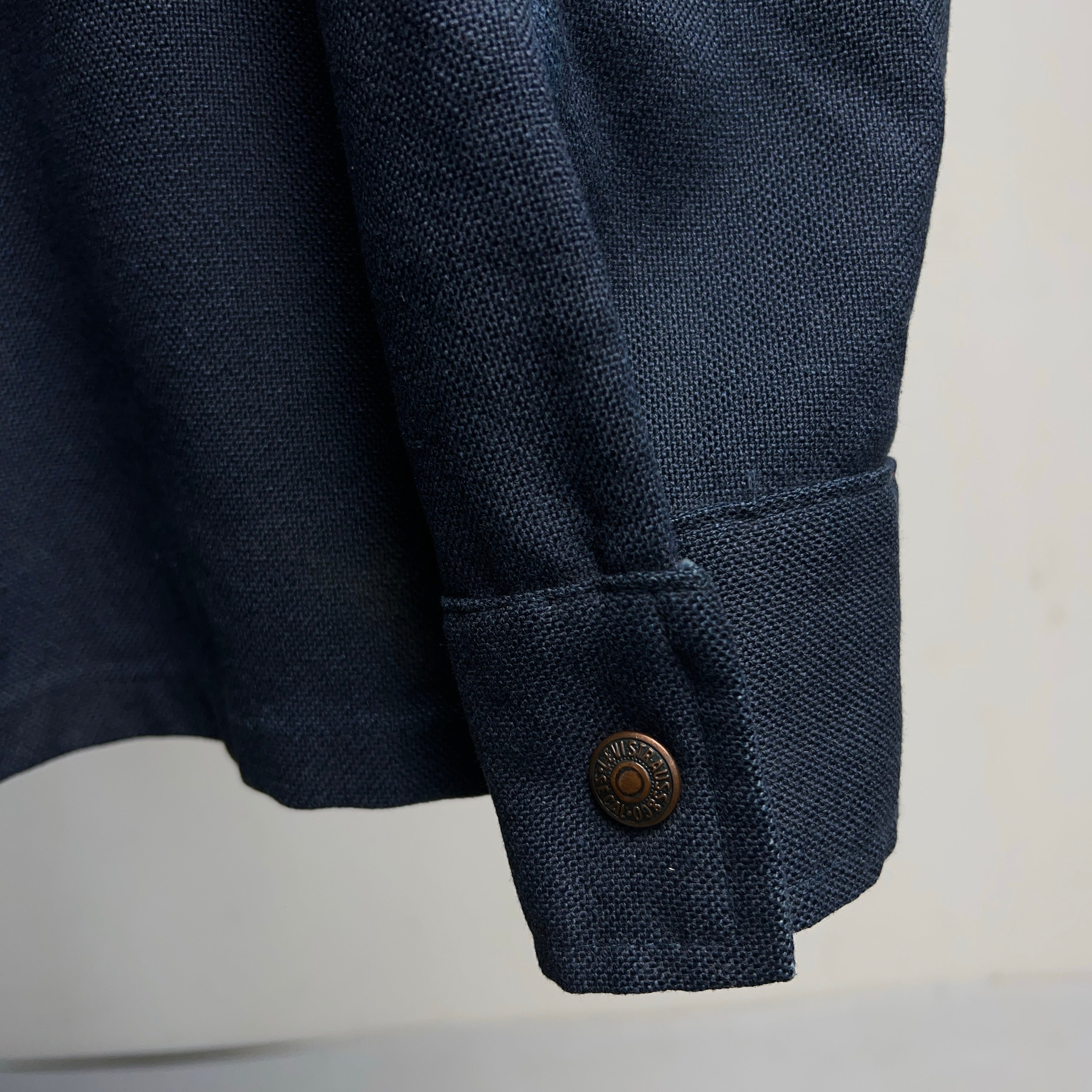 70's LEVI'S POLY-COTTON SHIRTJACKET NAVY BIG E 70年代 リーバイス