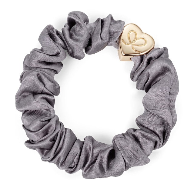 Gold Heart Silk Scrunchie Grey_S-1-016