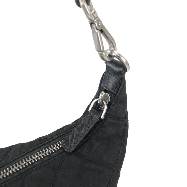 PRADA 　プラダ　トライアングルロゴ　レザー×ナイロン　キルティング　ミニバッグ　ハンドバッグ　ブラック　vintage　ヴィンテージ　オールド　jadc3u