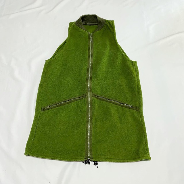 Fleece long vest green 