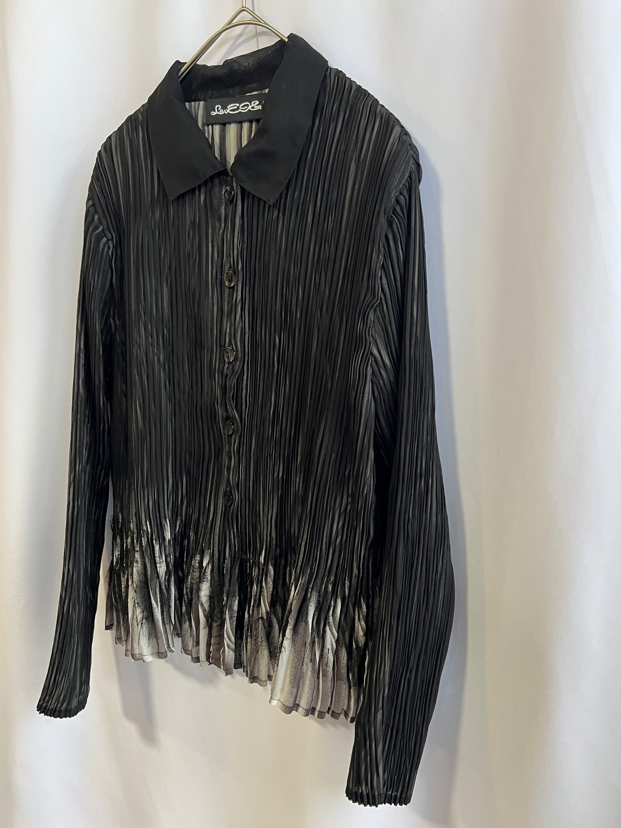 Feather pleated vintage long sleeve blouse - 10