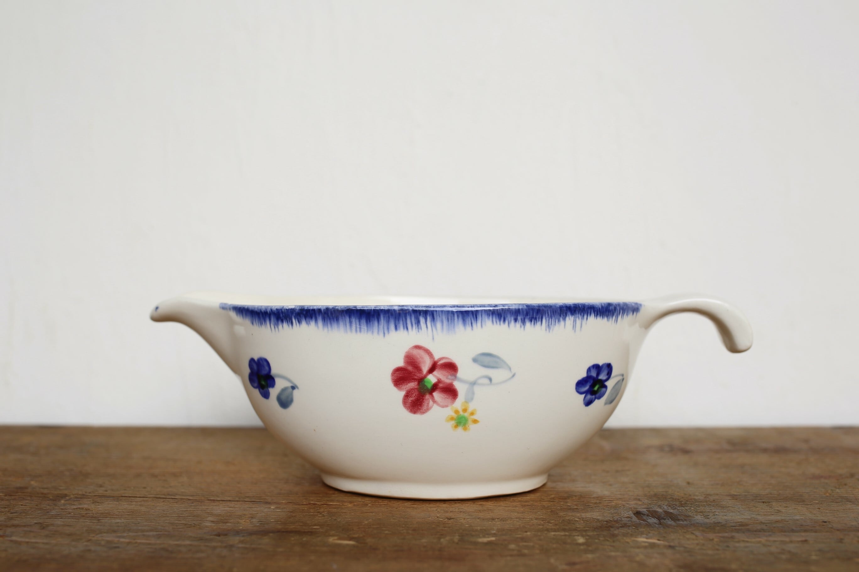 フランスアンティークSARREGUMINES サルグミンヌソースポット/陶器セラミック古道具ブロカント店舗什器花器花瓶カフェクレイユモントロー Sarreguemines サルグミンヌ マスタードポット PICAROME（フランス