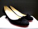 定番★ChristianLouboutin クリスチャンルブタン スエード素材 リボンデザイン パンプス 黒36.5★ 黒のスエードにレッドソールがポイント♪