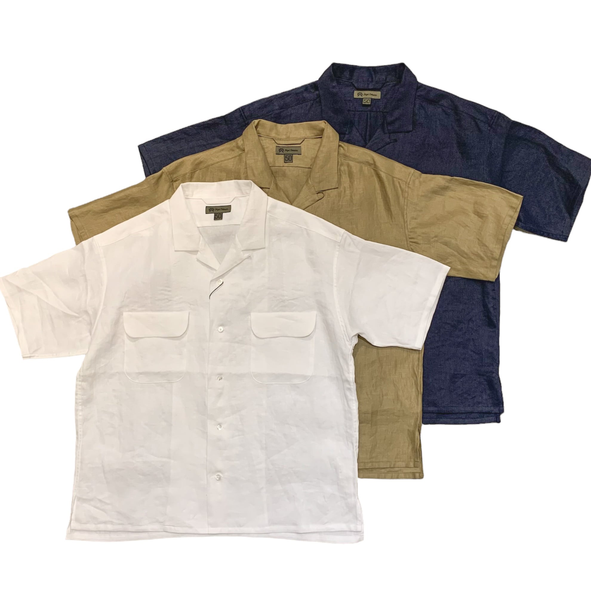 Nigel Cabourn / OPEN COLLAR SHIRT - LINEN TWILL (ナイジェル