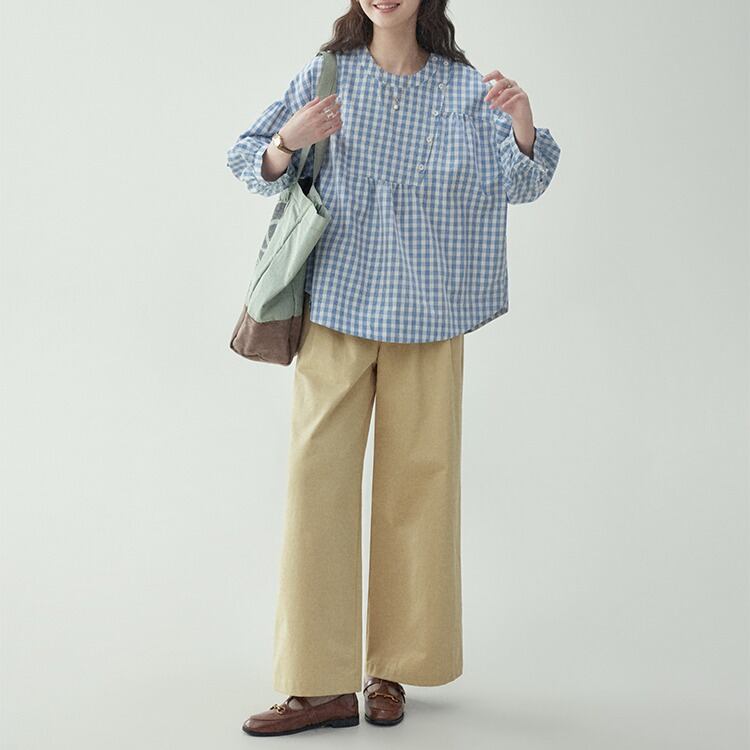 ハイウエスト ストレートワイドレッグパンツ 00354