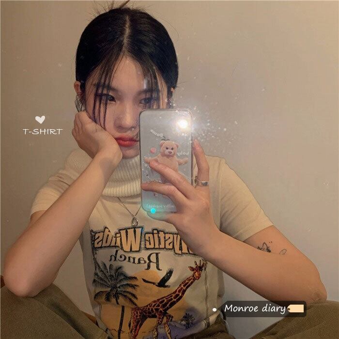 スタンダードシャツ 薄手Tシャツ スプリングブラウス レトロ 春物 モンロー5844936911