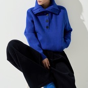 ハーフボタン ハイネックニット H0045