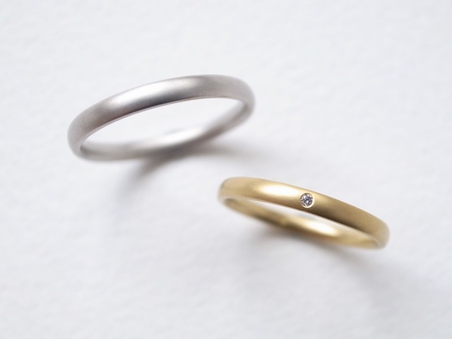 【pairing】K18YG Diamond・silver950/oval-s ring