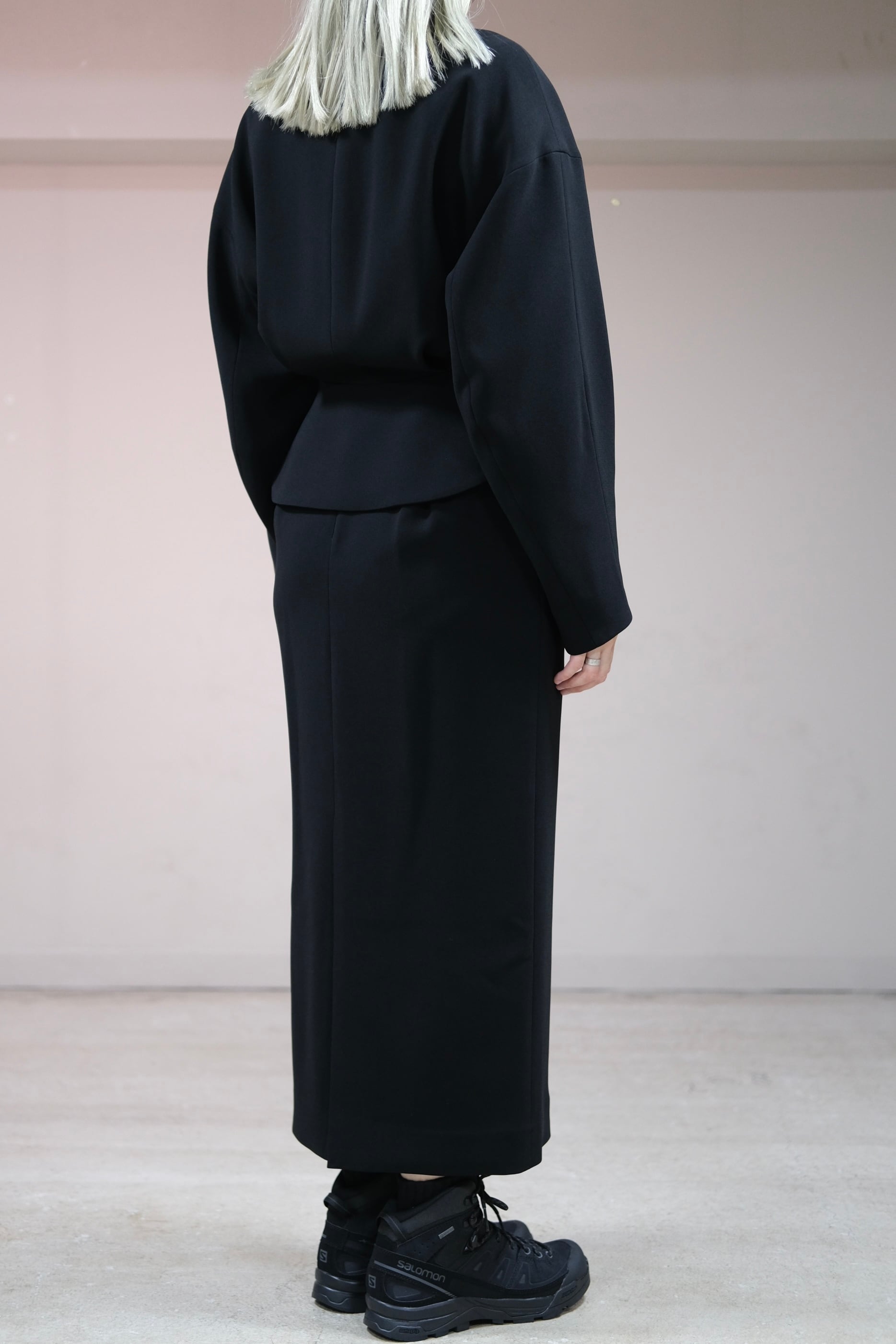 Mame Kurogouchi】Acetate Polyester Collarless Short Jacket | loop