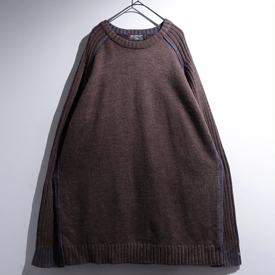 90s Brown x Light Blue Switching Design Knit