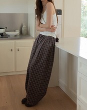 Checkered wide pants　L0023