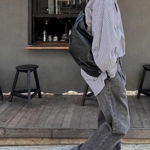 ブラックストライプカジュアルシャツ　0827