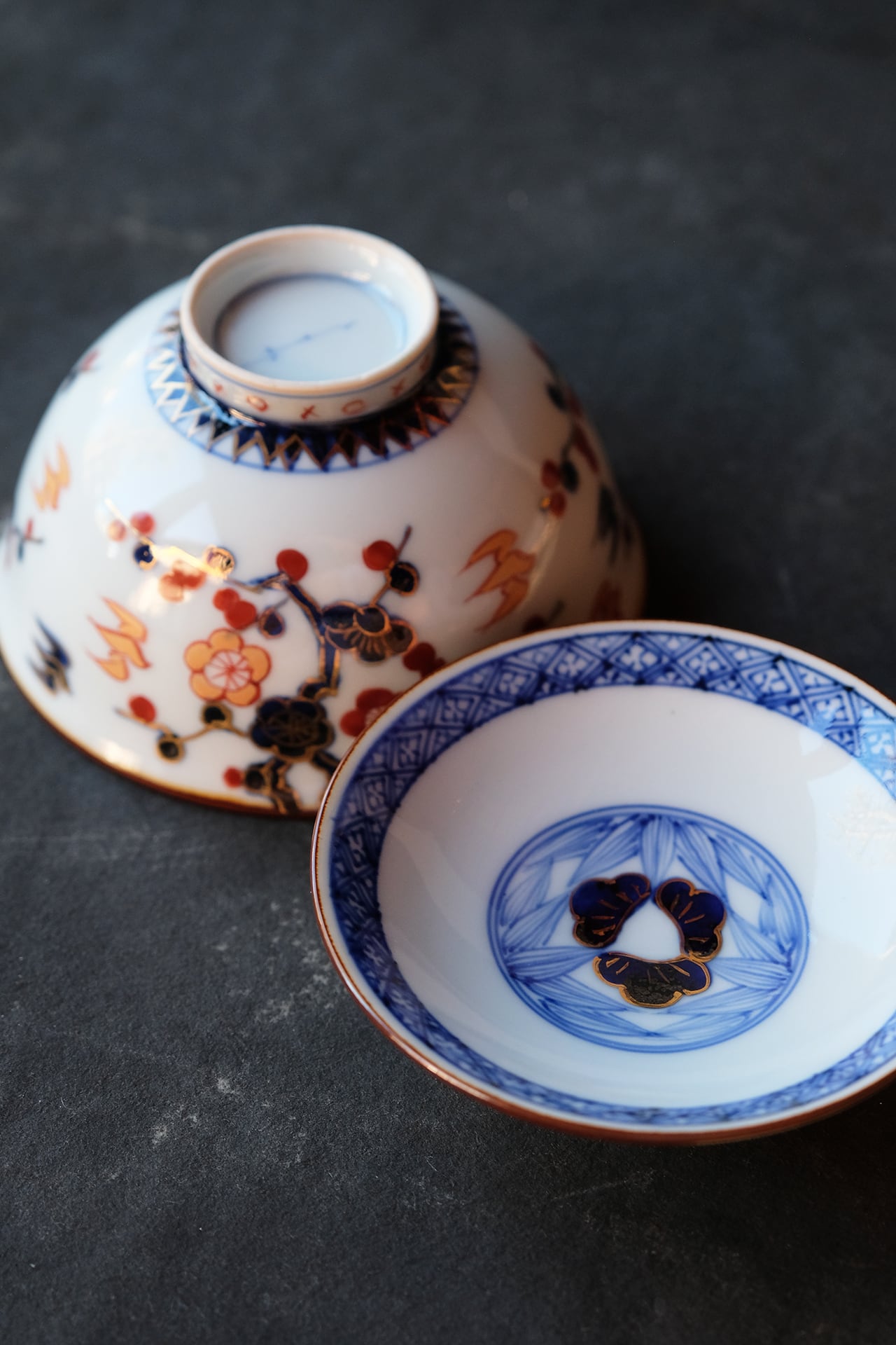 たなかふみえ FUMIE TANAKA 蓋物椀 ”金彩梅千鳥” no.30 | les trois