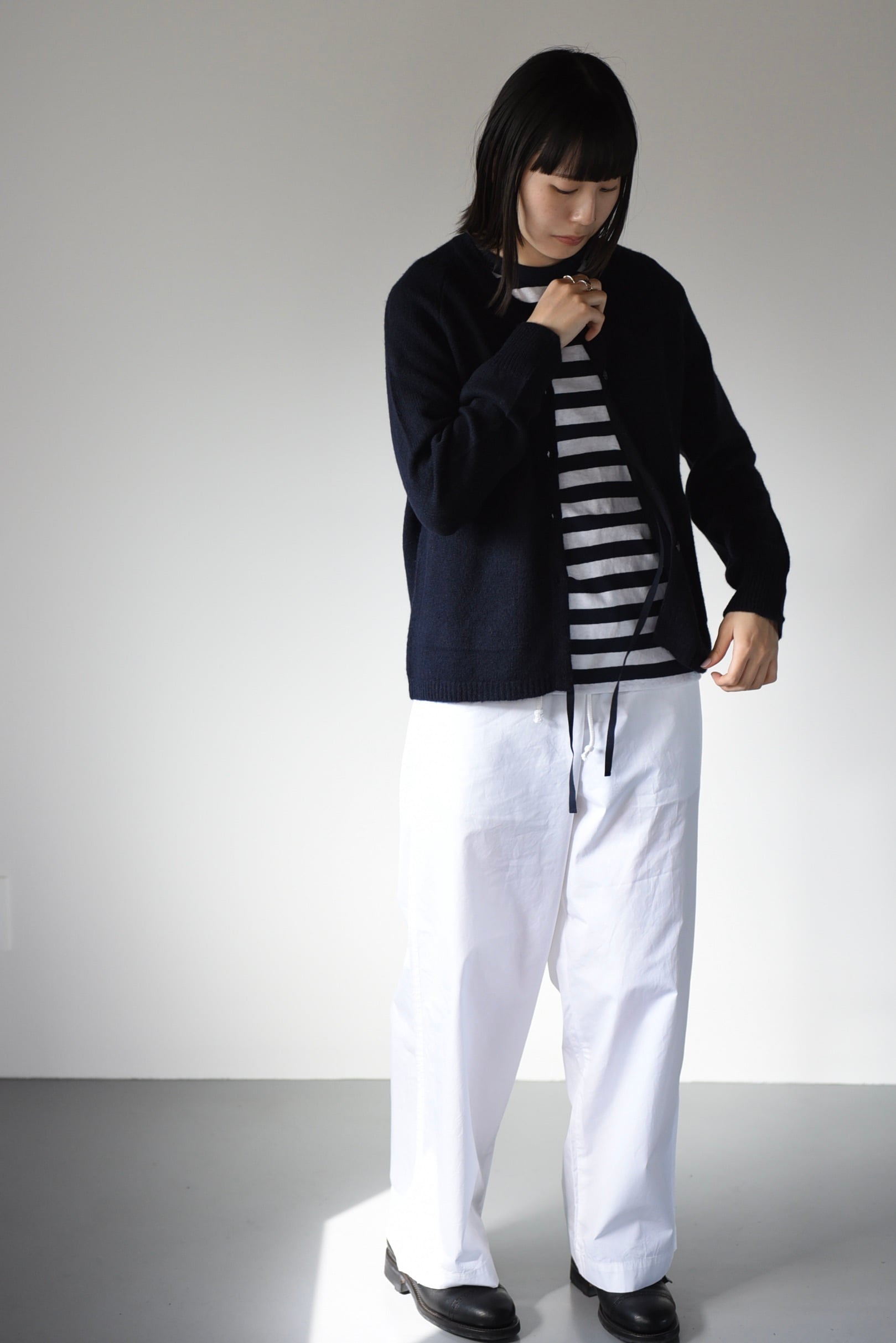 eleven 2nd|ラムズウール&ヤク カーディガン|ダークネイビー