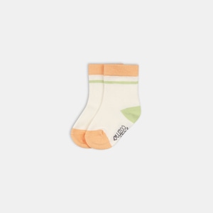 my little cozmo/Block color baby socks/Green-peach/BICOSOCKS220
