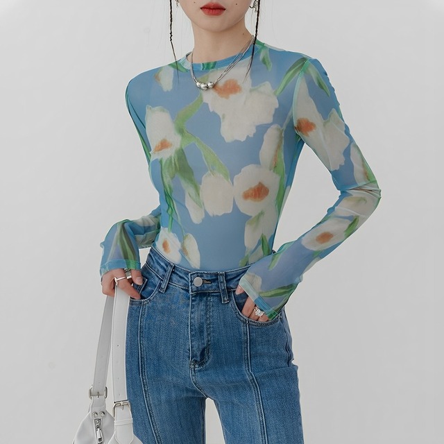 空に舞う floral シアー トップス (kai0326)