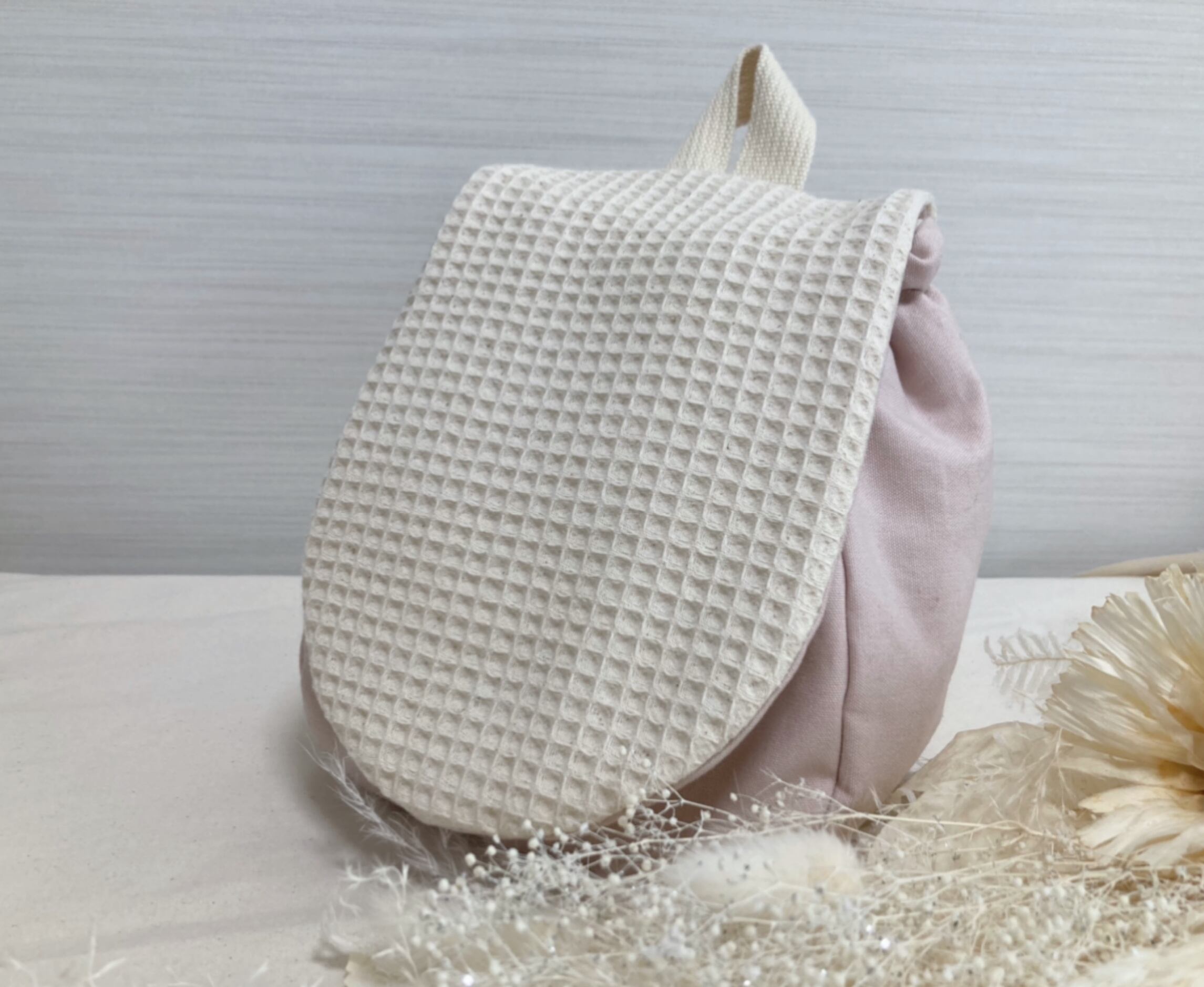 ワッフル生地のベビーリュック ピンクが可愛い 手作りベビーリュック 抱っこ紐カバー専門店 ひまわり