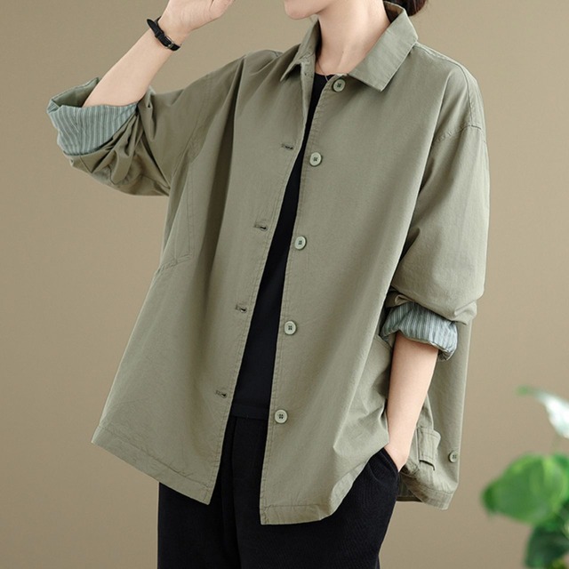 ゆったりシルエット ポケット付きジャケット Ln00340