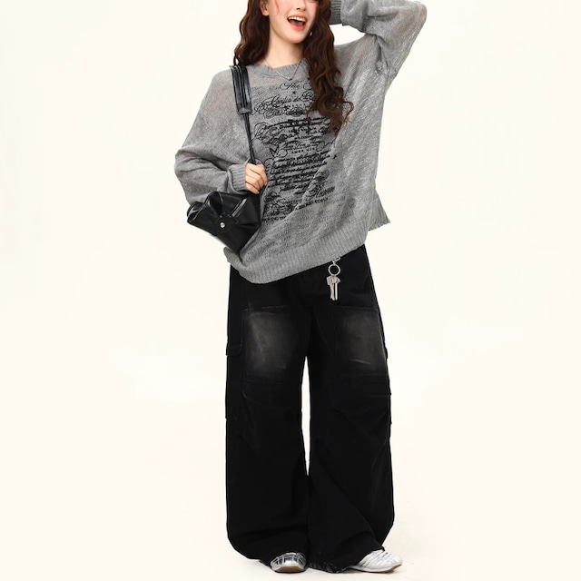 cassic lettering mesh knit　クラシックレタリングメッシュニット　J2136