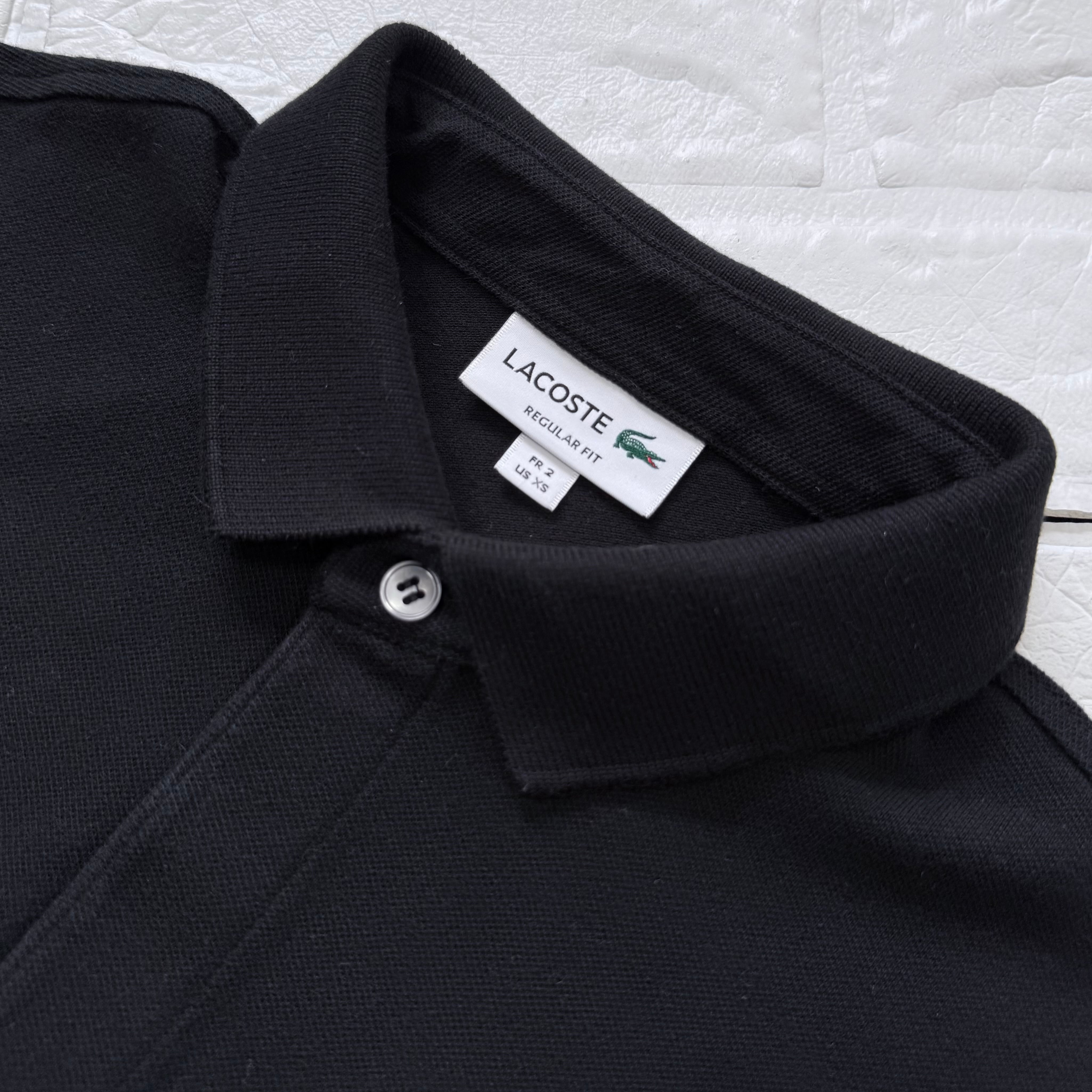 LACOSTE PH5522L PARIS コットン 鹿子 半袖ポロシャツ ブラック サイズ
