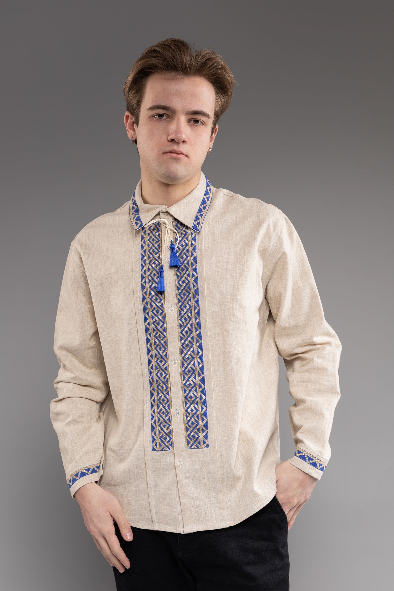 ウクライナ刺繍ヴィシヴァンカ　クロスステッチ手刺繍　Lサイズ　メンズ - 6