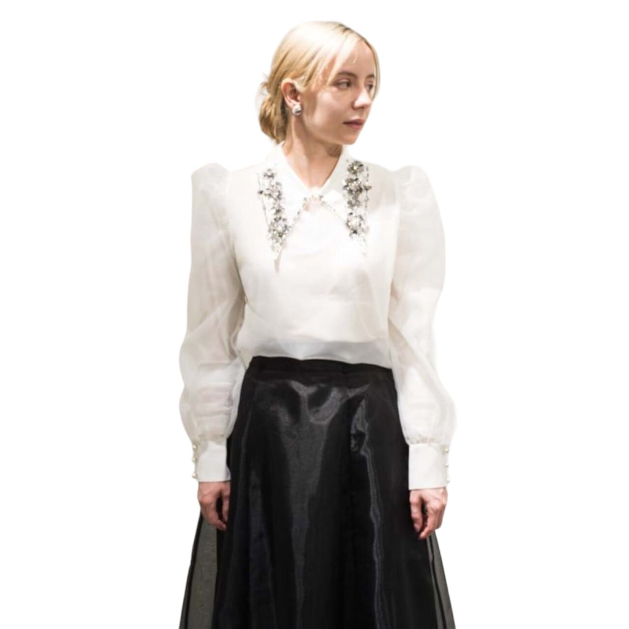 ビジューオーガンジーブラウス | ENBLANC