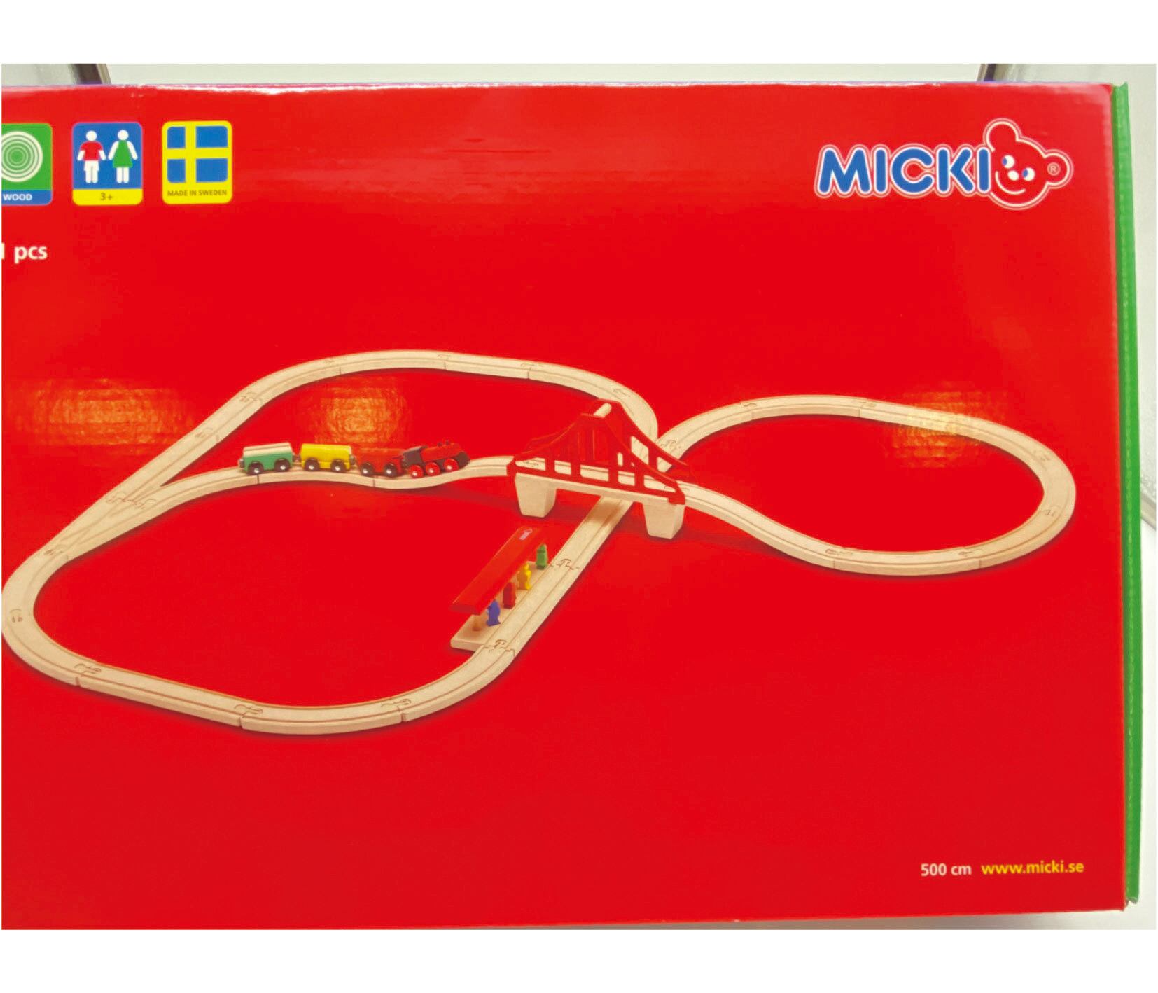 汽車セット つり橋 MICKI 木のおもちゃ MICKI レール MICKI 木製鉄道