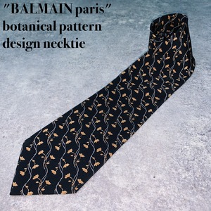 "BALMAIN paris"botanical pattern design necktie
